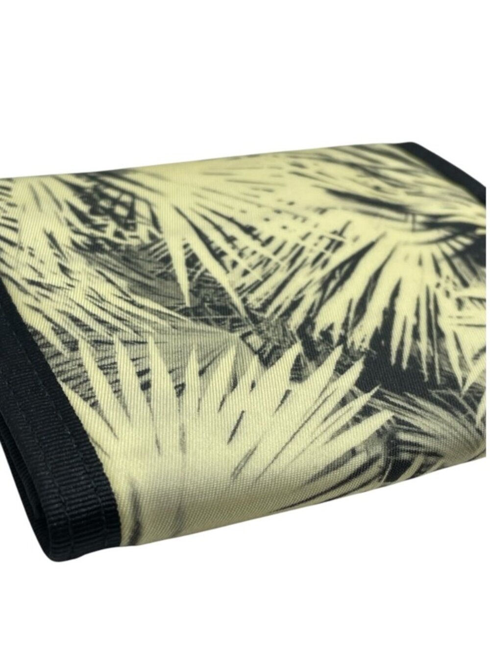 Saint Laurent Trifold Wallet Folding Palm Leaf Print Velcro Nylon Canvas Cream - Picture 4 of 10